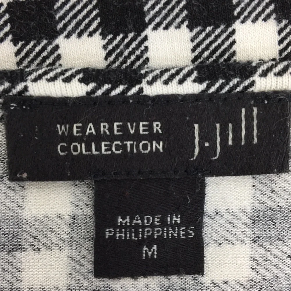 J. Jill Black & White Checkered Tunic Long Sleeve Top Size M EXCELLENT Condition